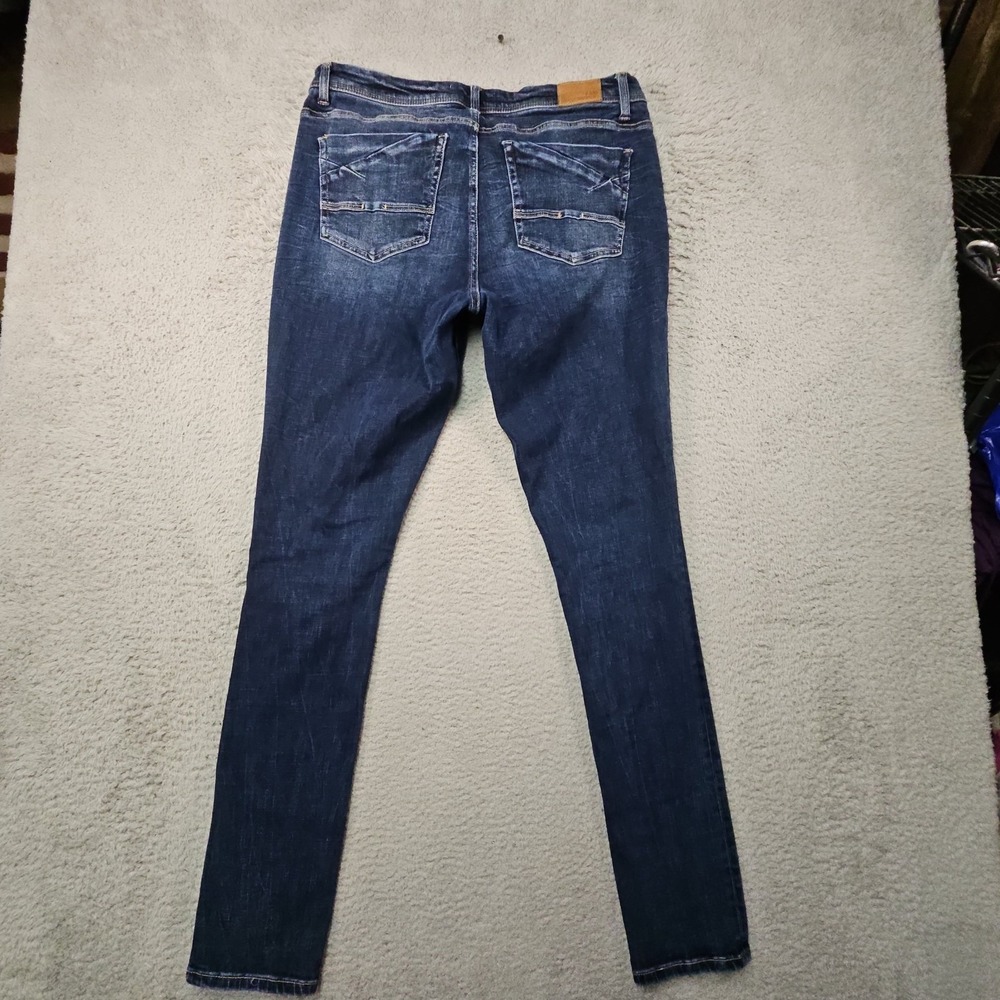BKE Payton Jeans Womens 33x34 Blue Mid Rise Skinny Dark Wash Faded Preppy Buckle - Picture 10 of 16